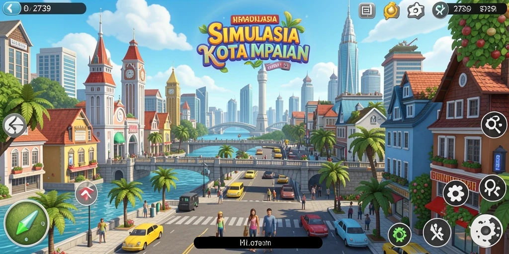 Tampilan gameplay dari <strong>2739</strong> menunjukkan desain kota yang kreatif dan menarik.