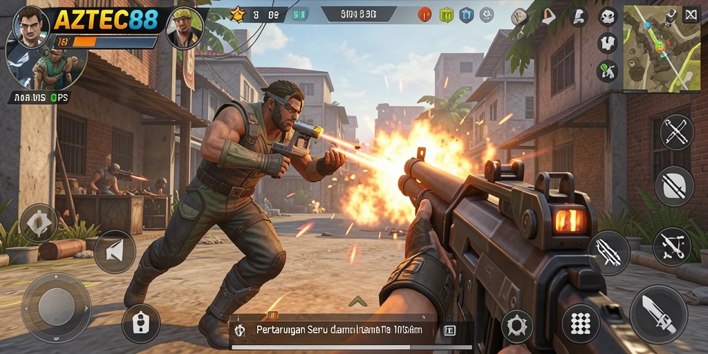 Tampilan gameplay AZTEC88 yang menegangkan dan seru.