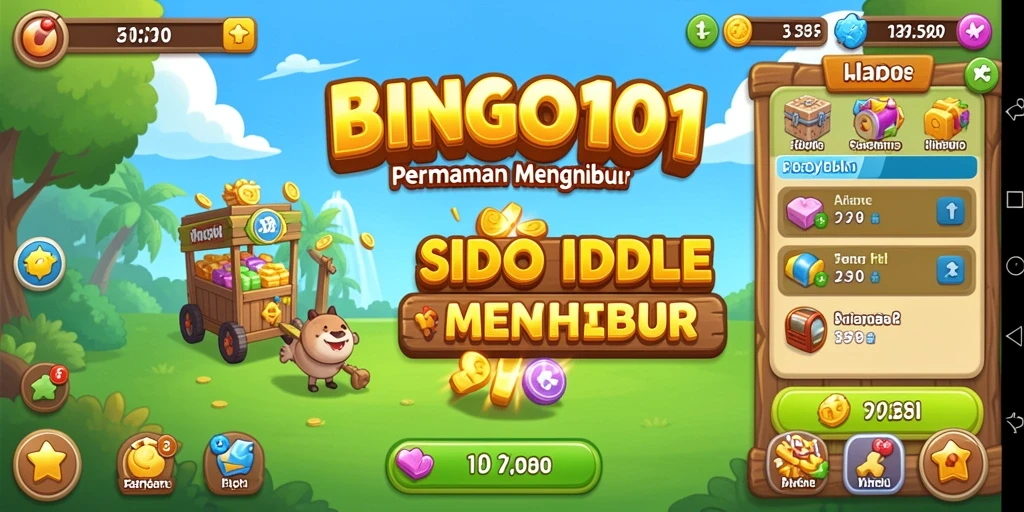 Tampilan gameplay <strong>BINGO101</strong> dengan elemen Idle yang menarik dan interaktif.