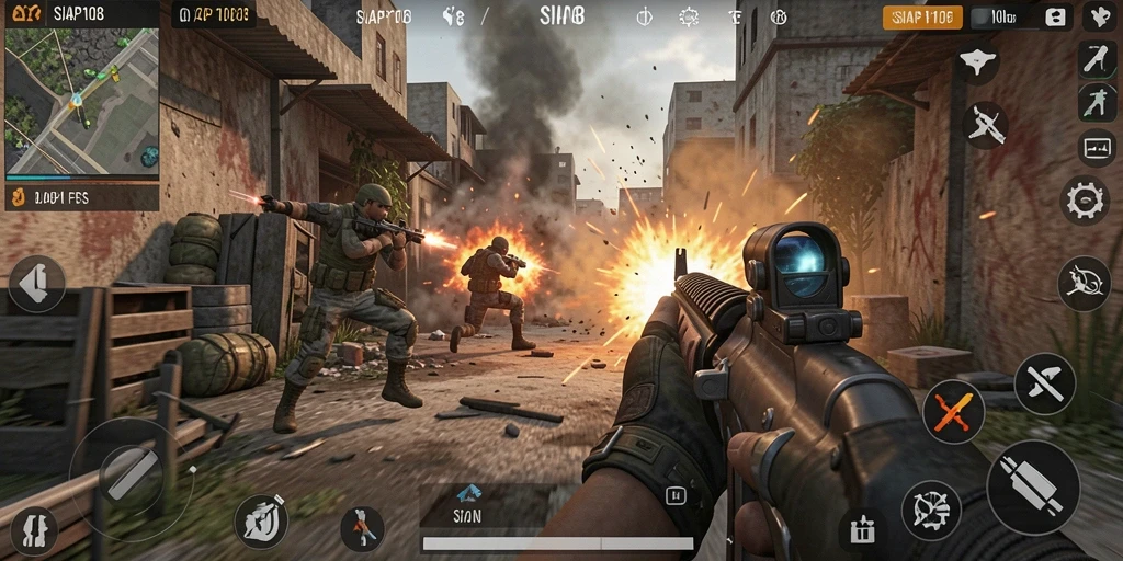 Gameplay SIAP108 menampilkan pertempuran yang memukau dalam game FPS.
