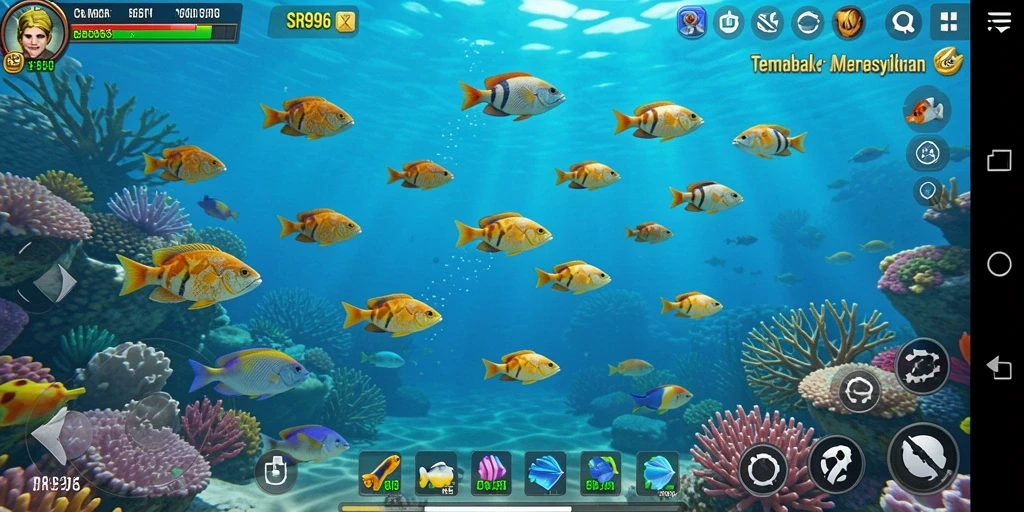 Gameplay seru Tembak Ikan dengan berbagai jenis ikan dan senjata.
