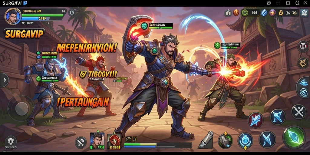 Gambaran gameplay SURGAVIP dengan taktik mendalam.